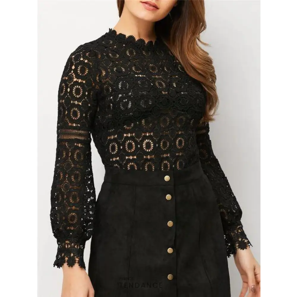 Elégant Chemisier En Dentelle Florale | France-Tendance