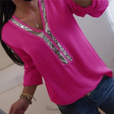 Haut Col En Sequins | France-Tendance