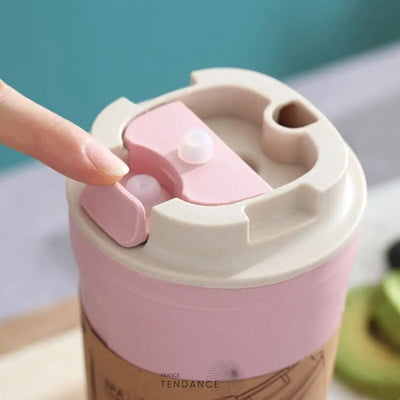 Mug De Voyage En Bambou pastel & Roses | France-Tendance