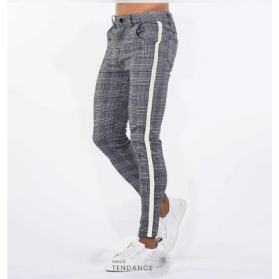 Pantalon à Carreaux Avec Bandes | France-Tendance