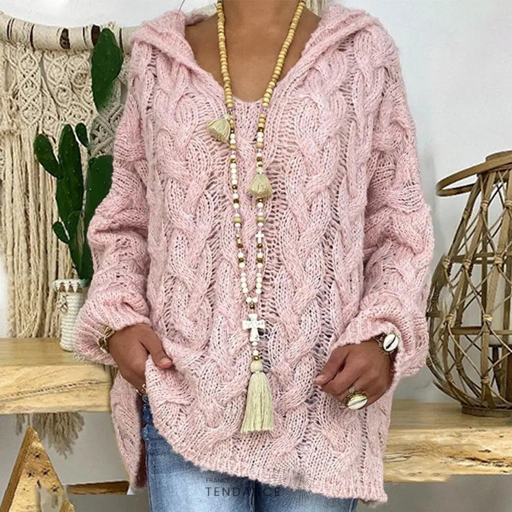 Pull à Capuche Uni Tricoté | France-Tendance