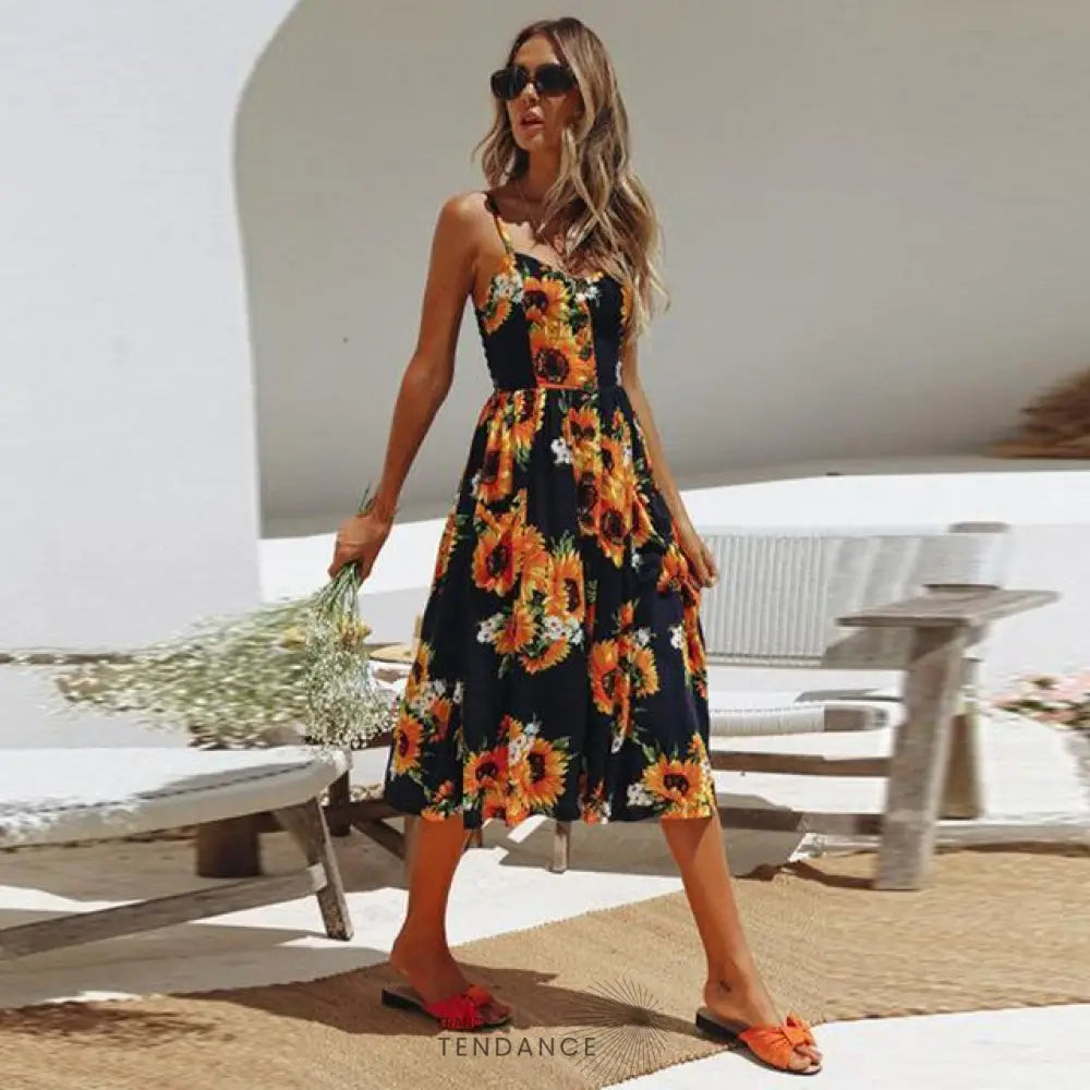 Robe Bohème Midi Imprimée | France-Tendance