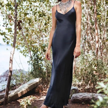 Robe Maxi Effet Satin Chic | France-Tendance