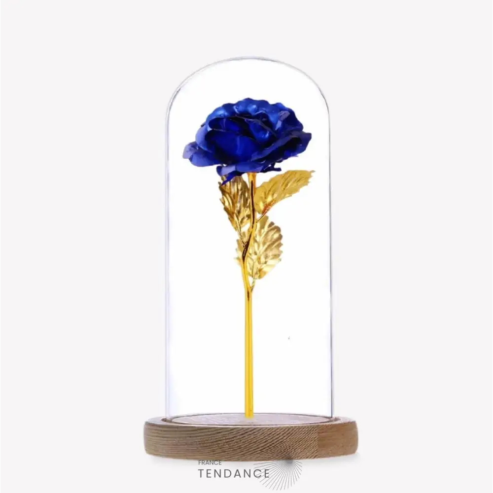 Rose éternelle Or Bleu Sous Cloche | France-Tendance